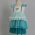 High quality embroidered chiffon ruffle dress